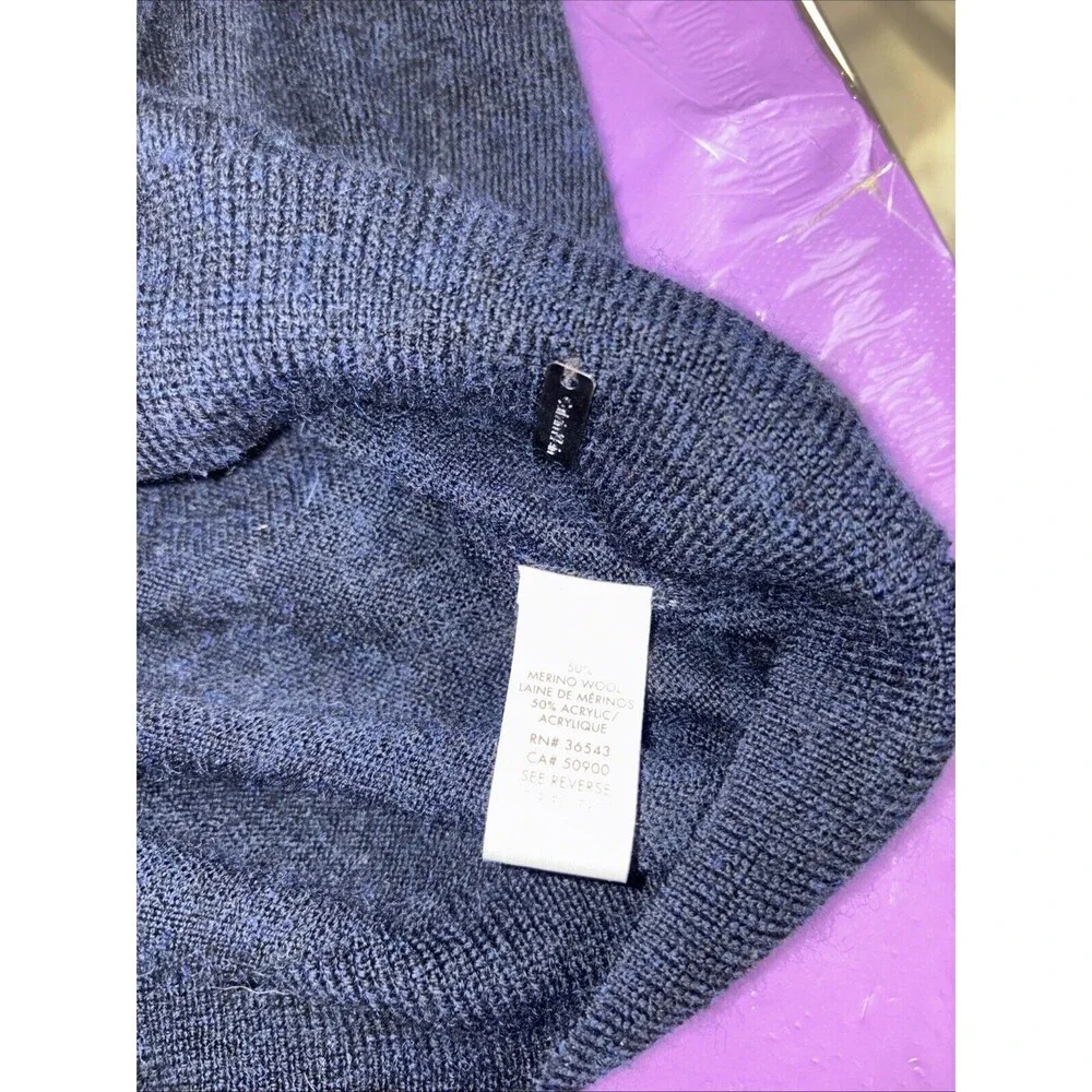 Calvin Klein Men’s XL Merino‎ Wool Blend Blue/navy/gray 1/4 Zipped